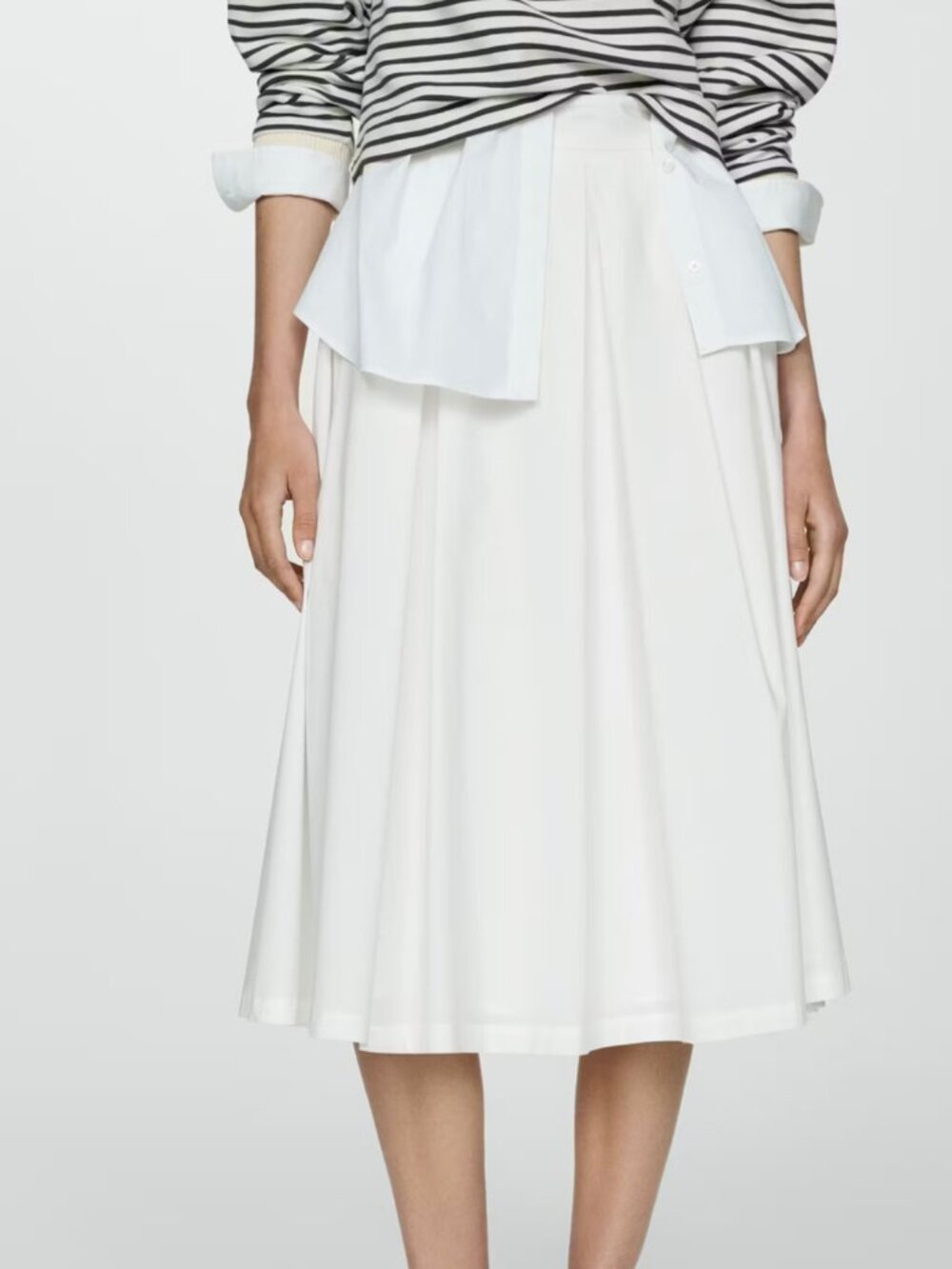 MANGO - Pleated Midi Skirt - White - Size Small